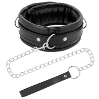 DARKNESS BLACK SOFT COLLAR WITH LEASH LEAT
