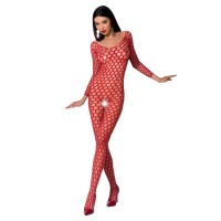 PASSION WOMAN BS077 BODYSTOCKING - RED ONE SIZE