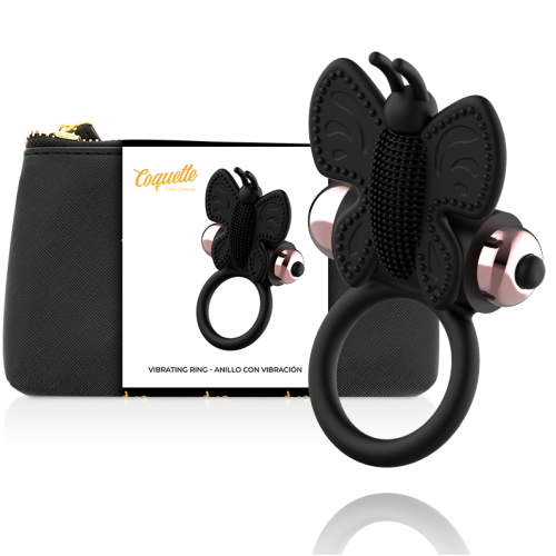 Вибратор COQUETTE COCK RING BUTTERFLY  WITH VIBRATOR BLACK/ GOLD