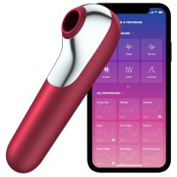 Вибратор SATISFYER DUAL LOVE VIBRATOR AND SUCTIONER WITH PULSED AIR RED