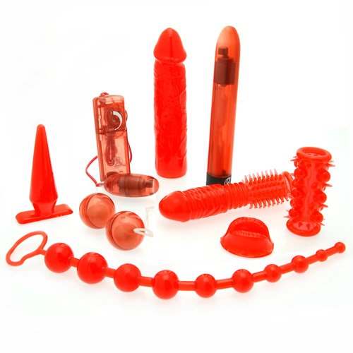 Страстен червен комплект секс играчки за палави игри