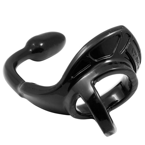 Комбиниран ринг за пенис с дилдо в черен цвят