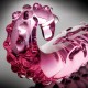 Красиво розово стъклено дилдо с релеф 13см.